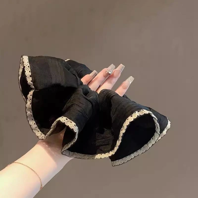 气质高级感款大肠发圈网纱蕾丝边半扎发绳百搭弹力皮筋头绳发饰