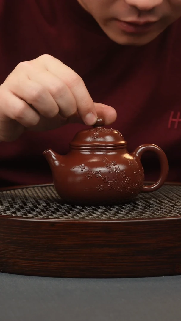 【闪购商品】紫砂茶壶紫朱泥容天堆绘梅花