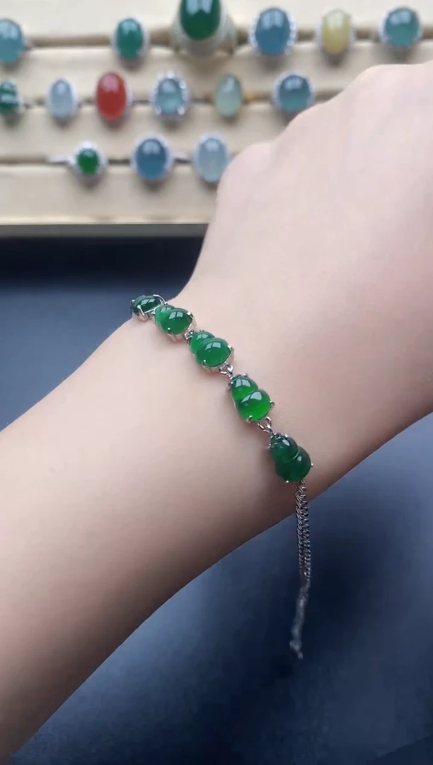 银S925镶嵌手链翡翠一物一证一礼盒