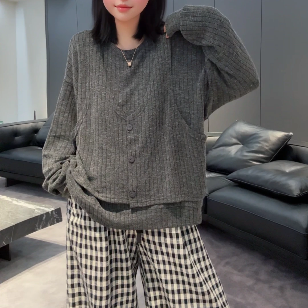 【思墨严选】81239春季新款小众设计款高弹假两件上衣