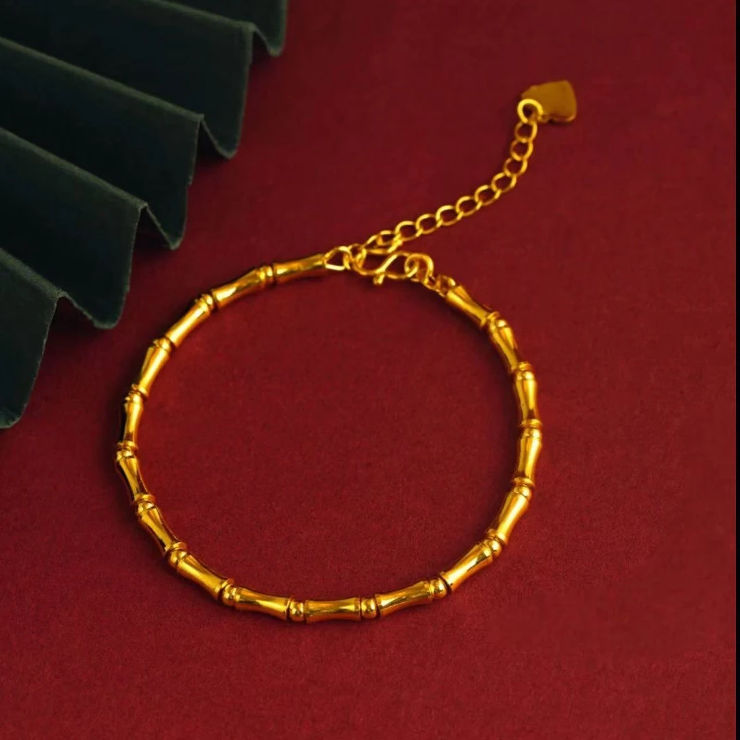 【顺丰配送 明天到家】国风精美节节高竹节手链轻奢百搭女款盒装时尚百搭女款手链实心开口可调节铜合金手链