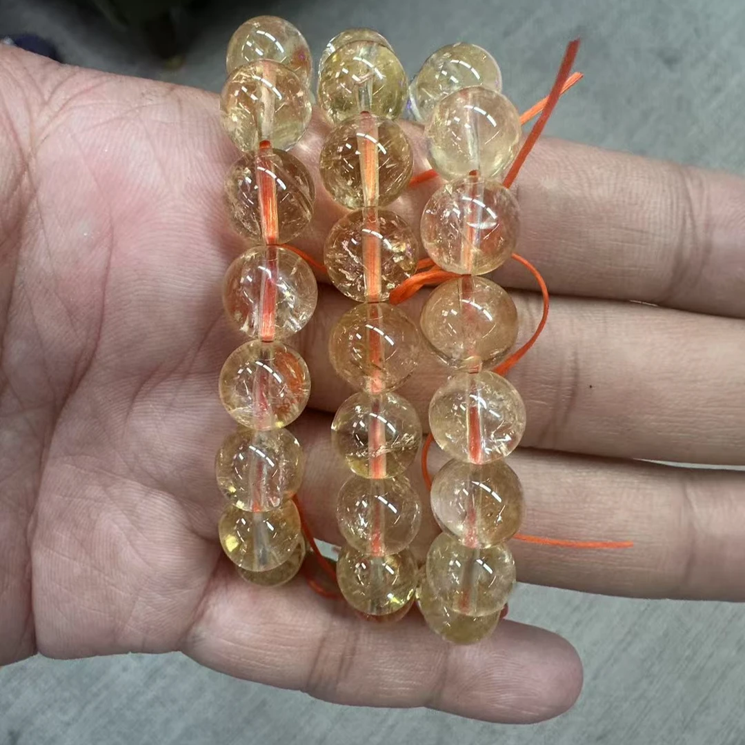 7A-A天然巴西黄水晶黄阿赛手链女式黄水晶圆珠手串手饰多样性发一