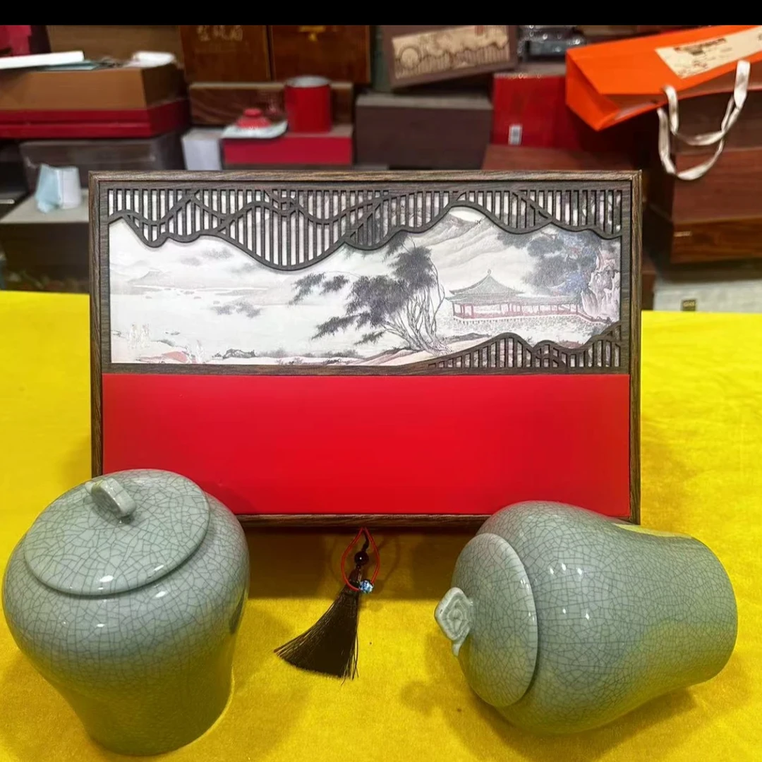 【顺丰发货】山水画哥窑 陶瓷 大红袍岩茶 礼盒装