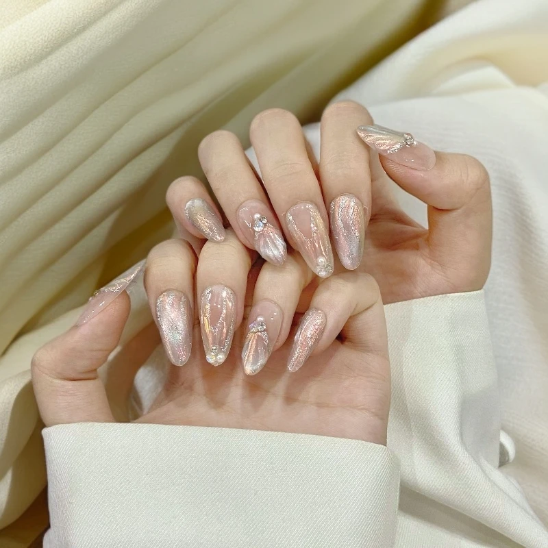 【C111-人鱼微梦】纯手工穿戴甲高端美甲可拆卸假指甲贴气质显白