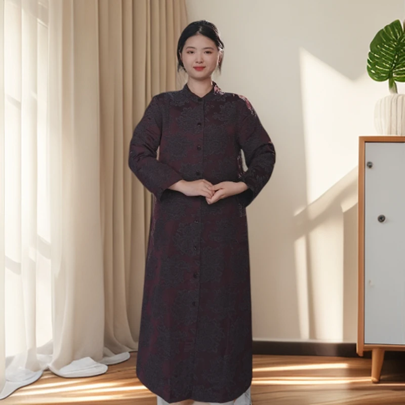 0072新中式复古提花老料连衣裙