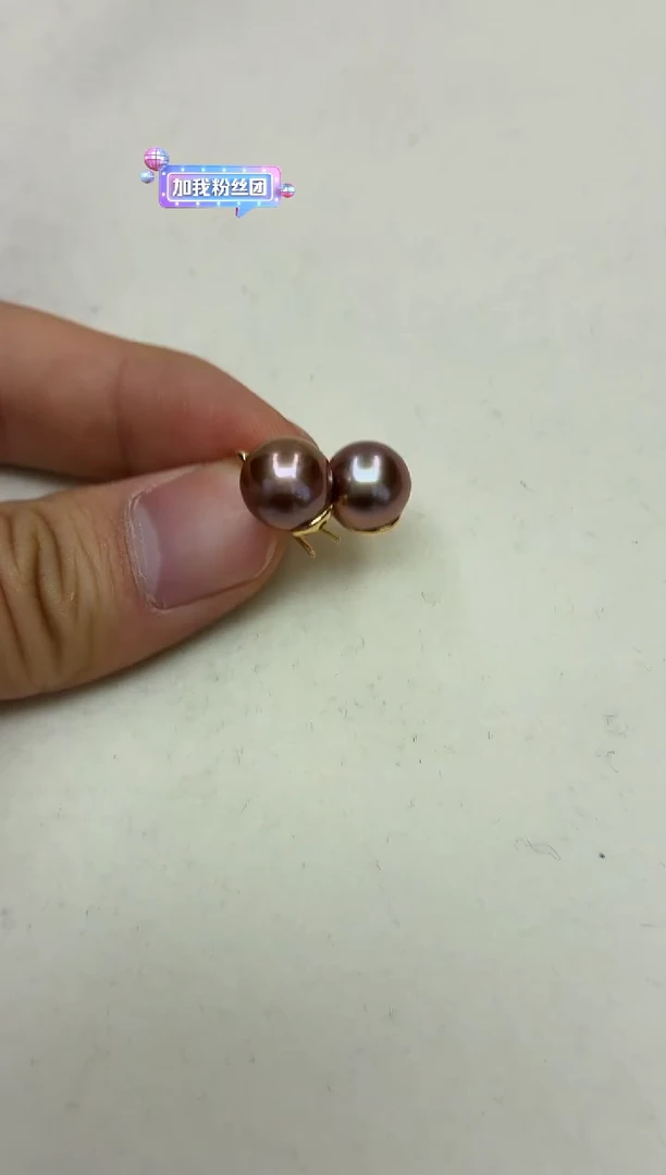 银S925镶嵌DA淡水珍珠耳饰10-11 y1196