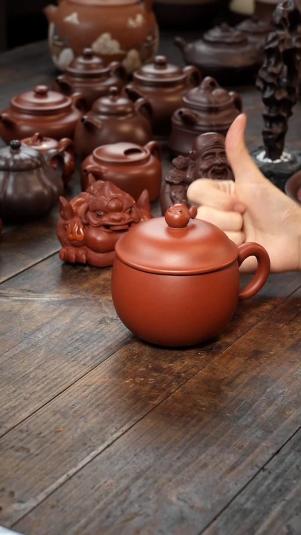 【闪购商品】紫砂茶壶朱泥河豚盖杯