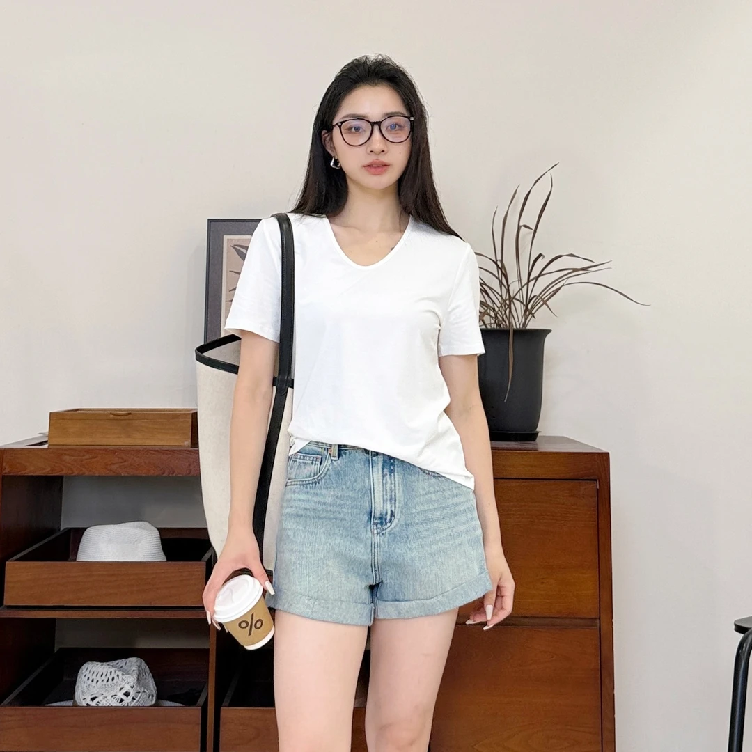 euri和纸纱针织面料丨简约舒适夏季必备干爽U领T恤-MY5960