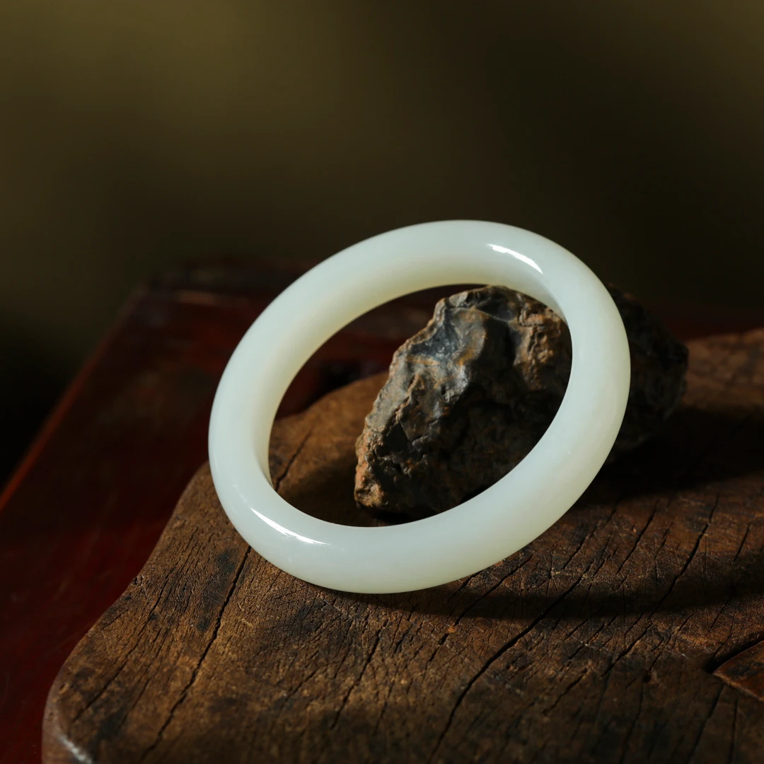 【意婵】（圈口54-56mm）天然典藏级和田玉羊脂玉手镯-908838