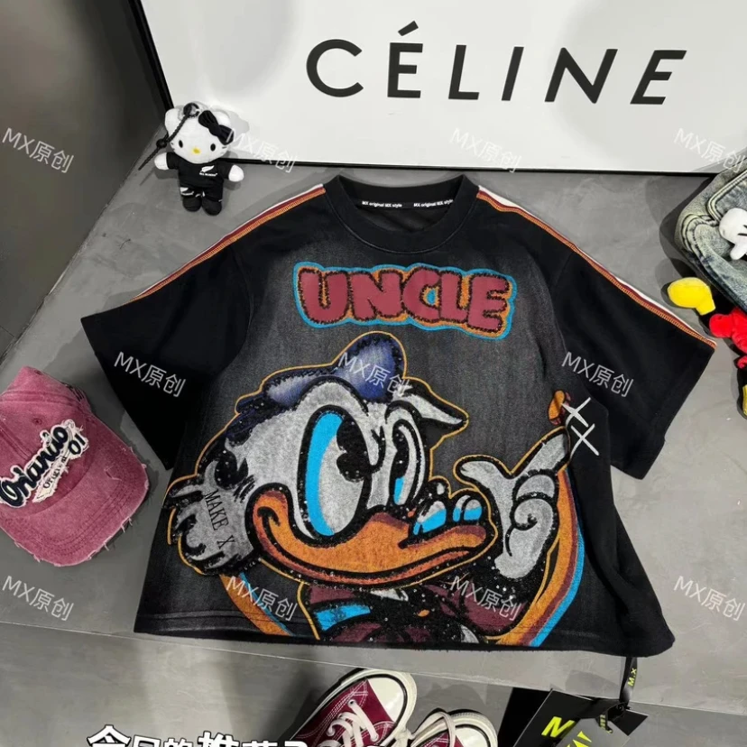 新款卡通唐老鸭圆领个性春夏季美式休闲上衣 37790