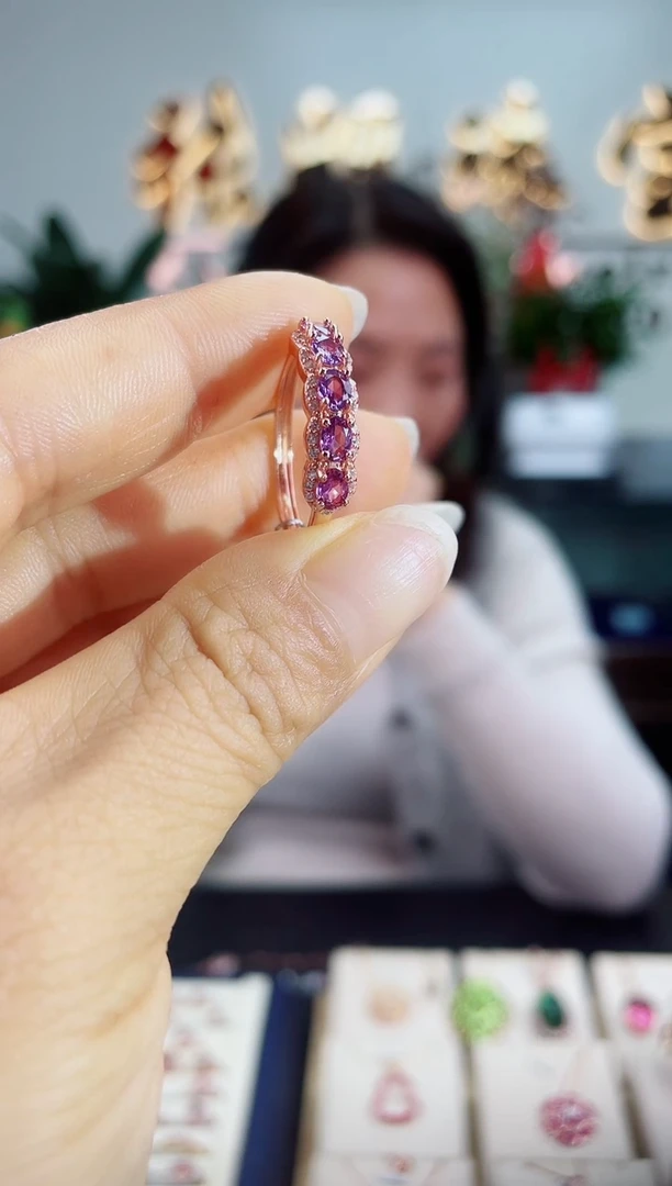 【闪购商品】彩色蓝宝石戒指银S925镶嵌戒指