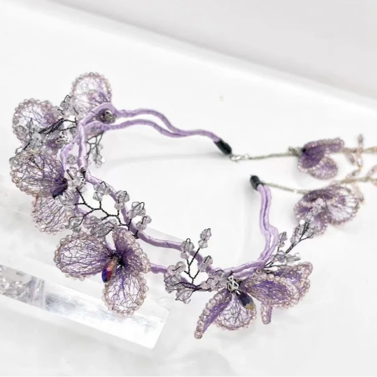 紫色镶钻发箍GD93浮力夏羽墨饰品链接女孩钢琴走秀儿童饰品