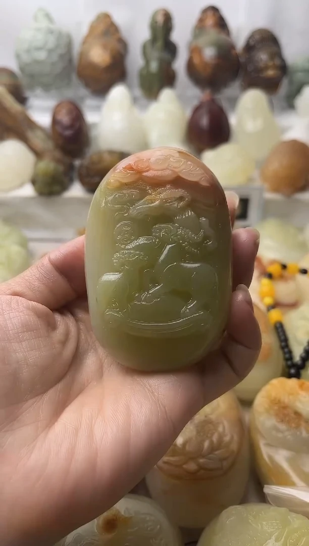 石材方解石棉纹正常不退换三羊开泰微瑕