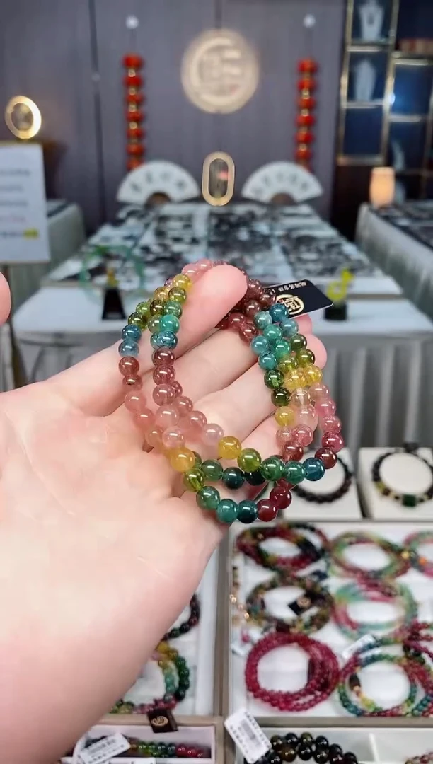 未镶嵌收藏级老矿碧玺三圈手串5mm+碧玺xion多样性发货一条