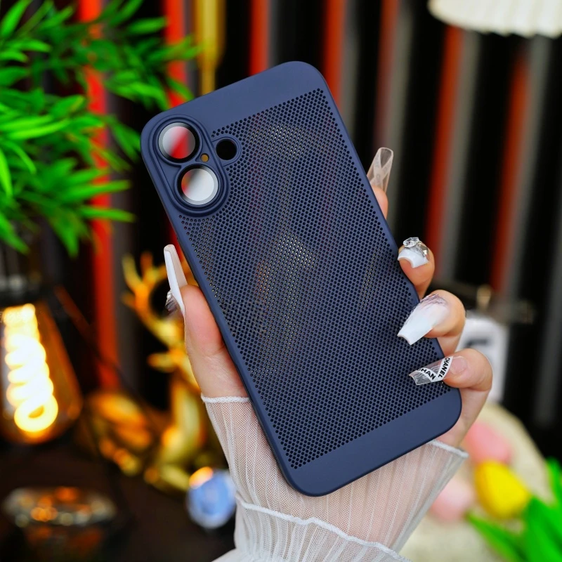 适用苹果17手机壳肤感磨砂16ProMax新款商务防摔15Plus网孔散热壳