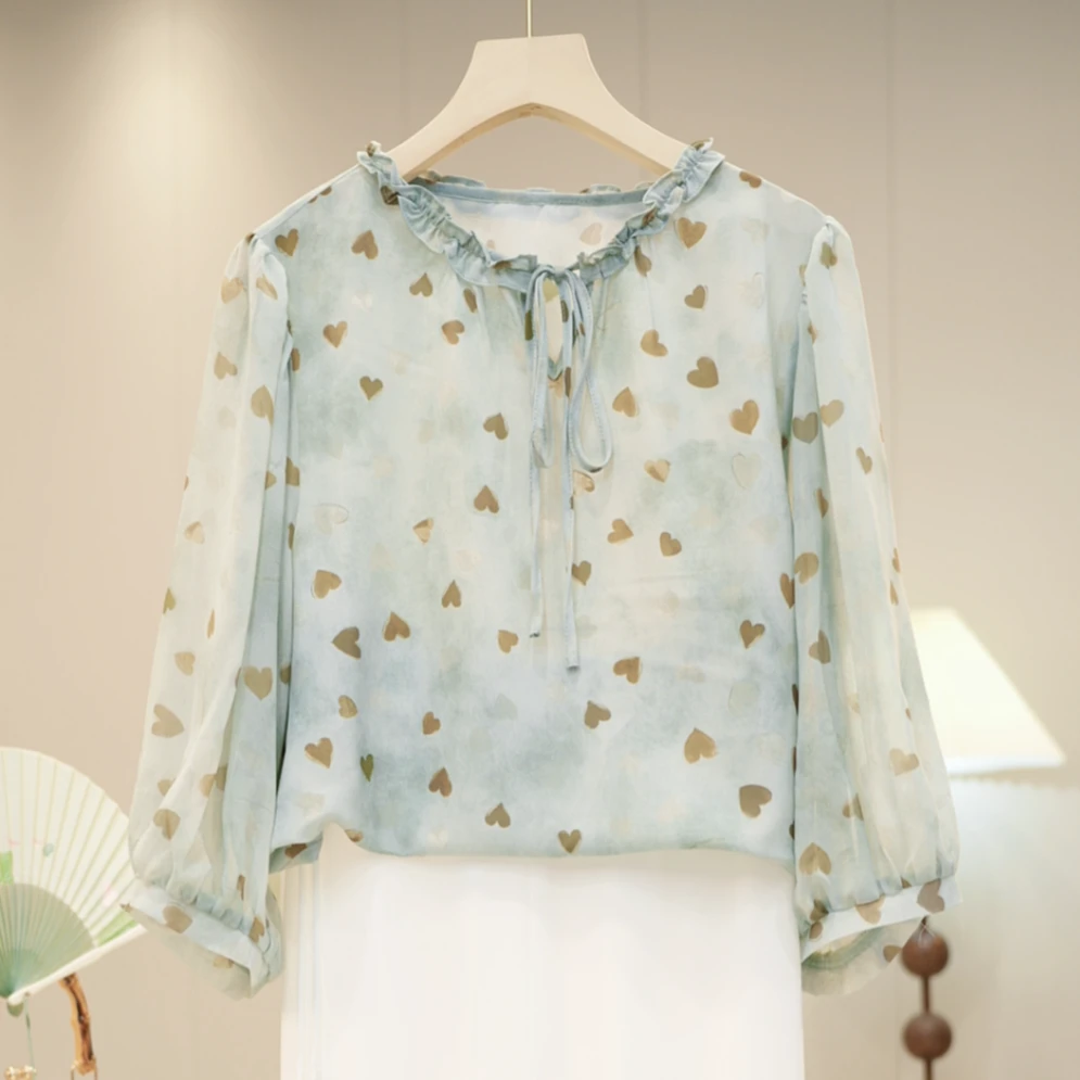 【情有独钟】夏季套装新款气质妈妈大码百搭真丝衫