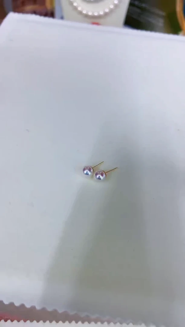 18K金镶嵌海水珍珠饰品5-6素钉定制