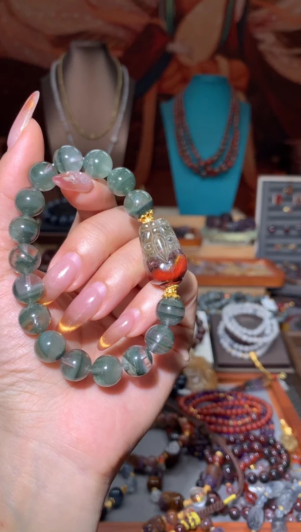 未镶嵌珠宝半成品水晶青幽灵红极光DIY手串