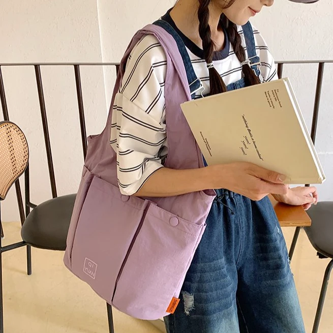 松驰感大容量托特包OL轻量化尼龙通勤短途旅游健身学生百搭慵懒风