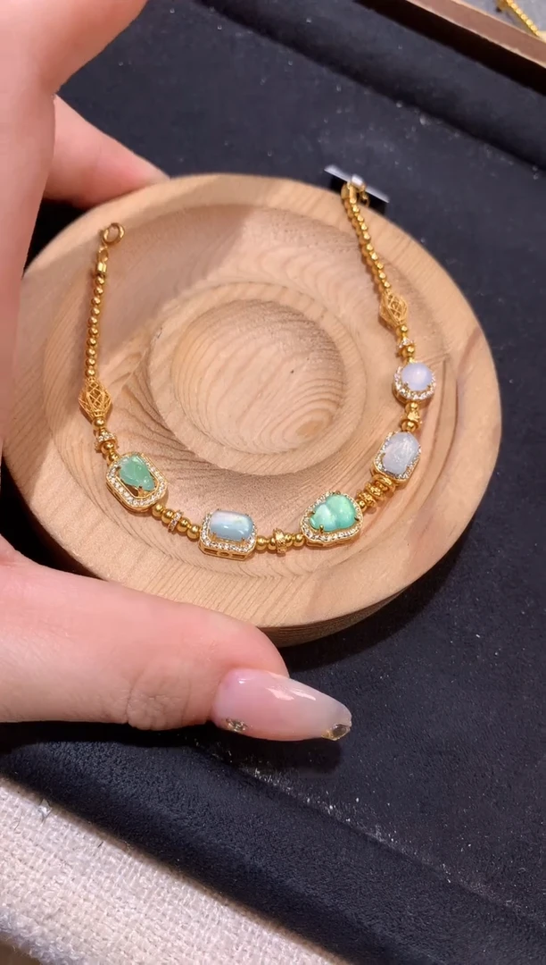 银S925镶嵌手串翡翠手链