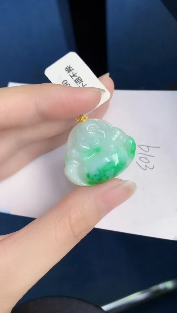 翡翠18K金镶嵌颈饰天然翡翠緬甸A貨