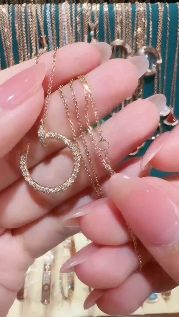 【闪购商品】钻石套链18K金镶嵌满钻钉子套链