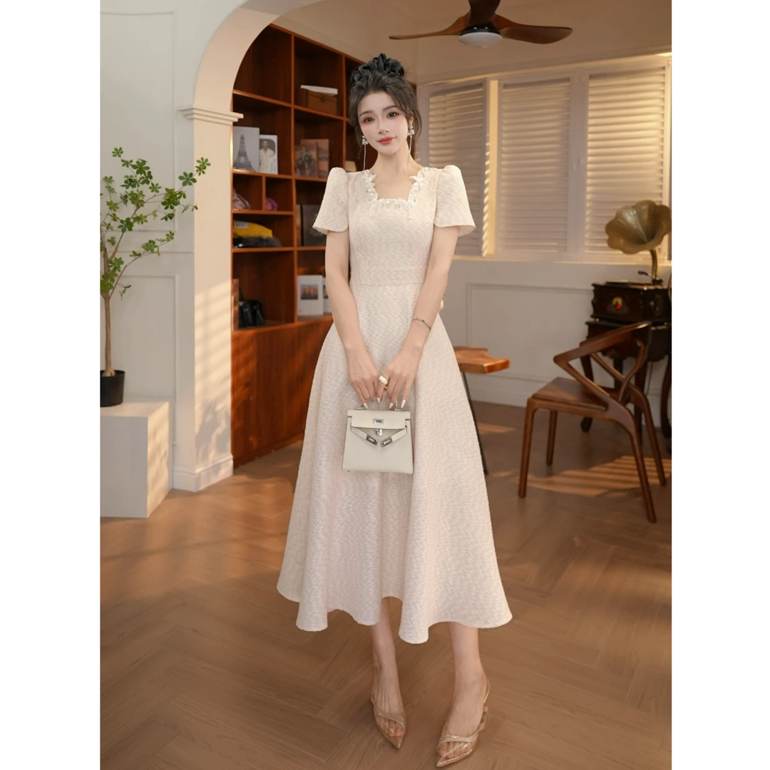 【JANE·简】夏季女设计感法式修身收腰显瘦气质名媛连衣裙21716