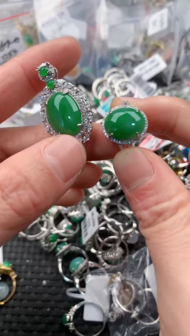 银S925镶嵌戒指翡翠2                              5