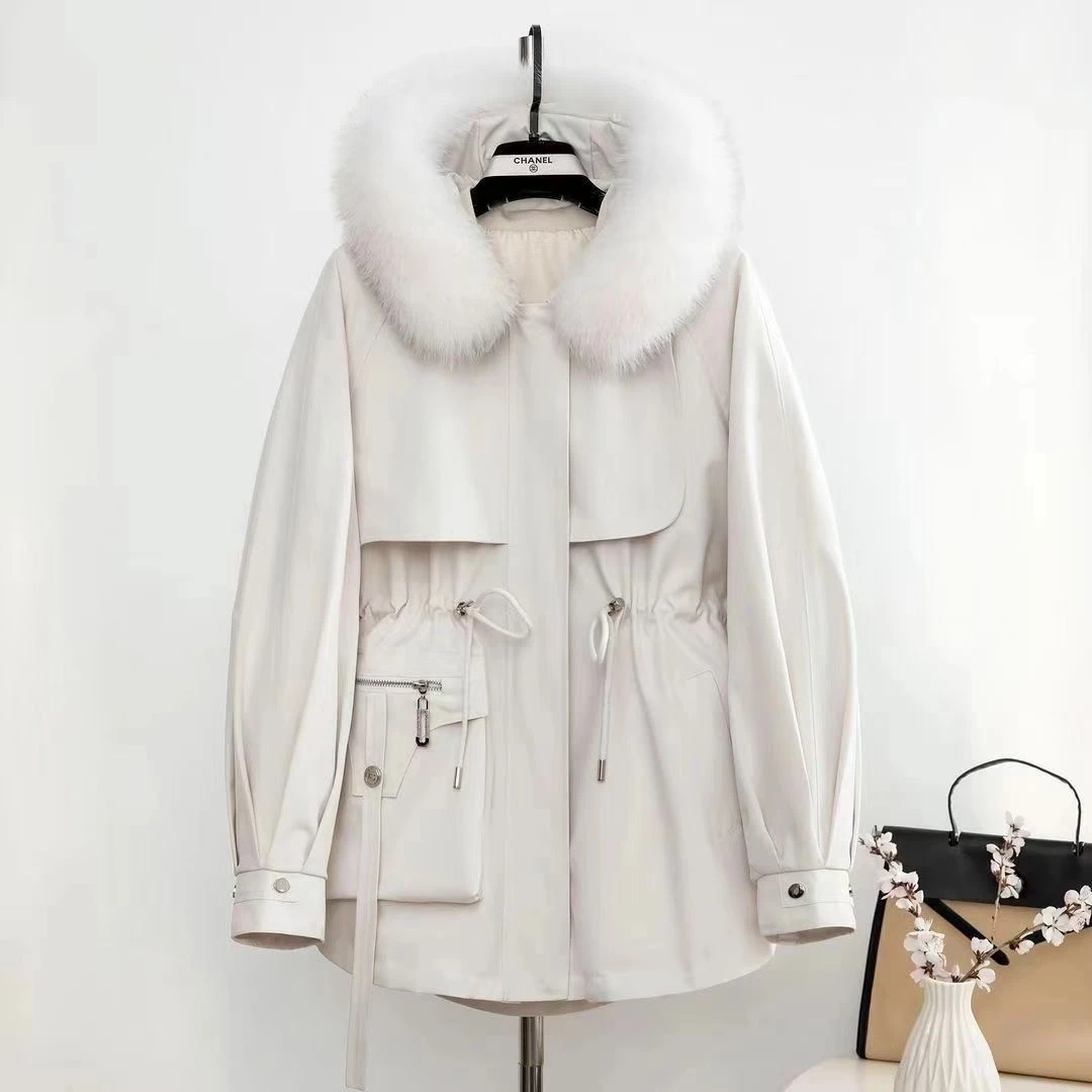 【万人迷】狐狸毛领獭兔毛内胆真皮草可拆卸一衣多穿派克服2366.ZG