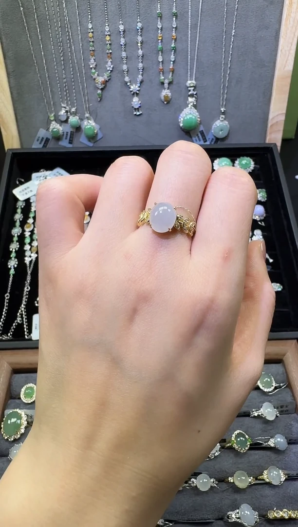 银S925镶嵌戒指翡翠翡翠戒指35