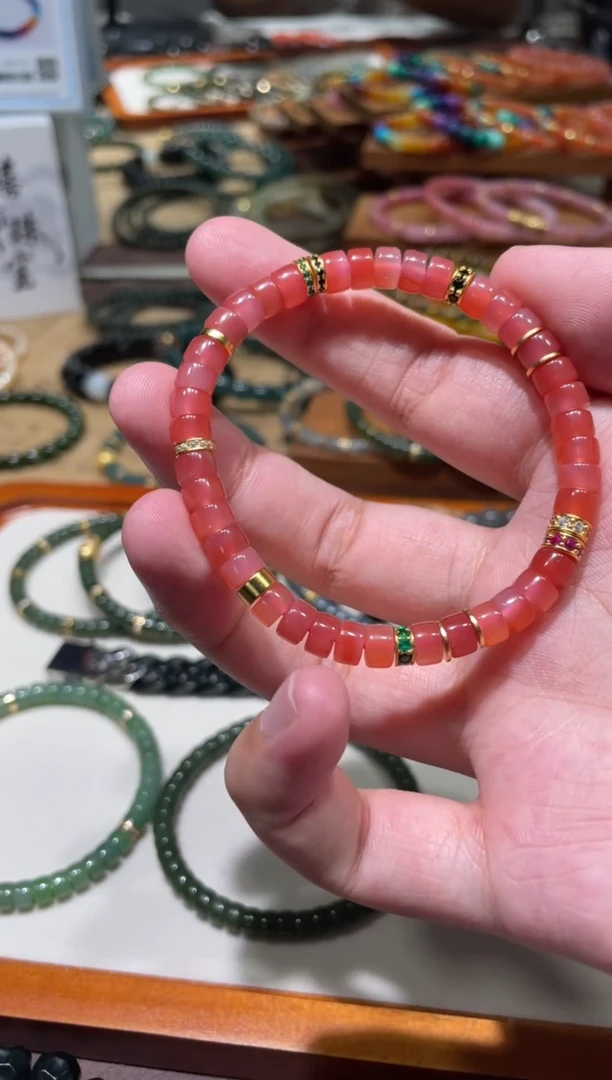 未镶嵌手串玛瑙/玉髓6mm满色粉糯玛瑙手串设计款