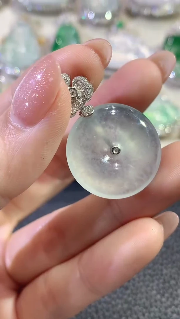 吊坠(不含链)18K金镶嵌翡翠C12翡翠