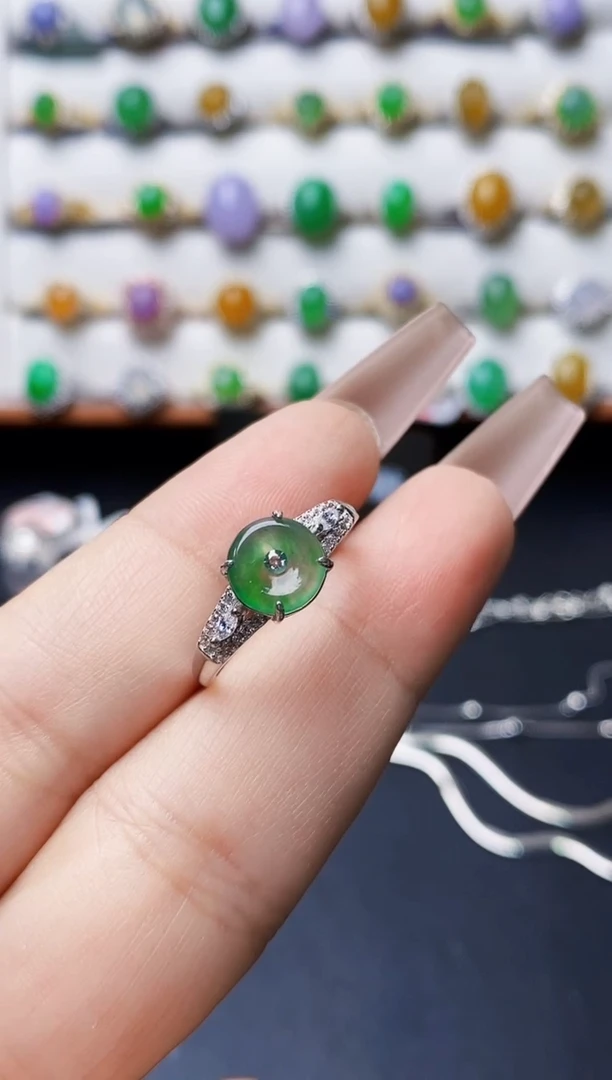 银S925镶嵌戒指翡翠5492