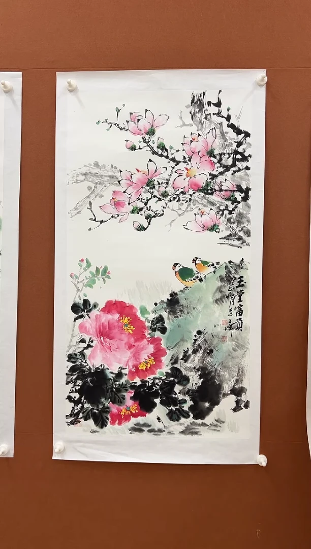 国画李文峰三尺整张花鸟