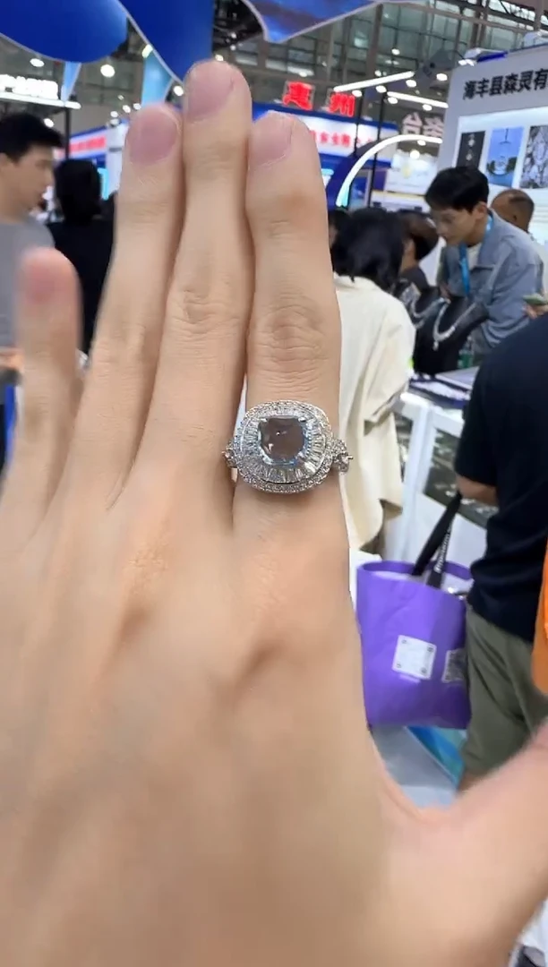 托帕石戒指银S925镶嵌糖塔款