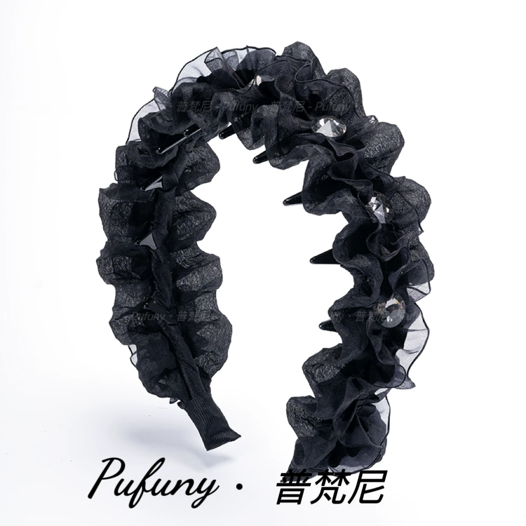 高颅顶镶钻带齿简约时尚百搭网红气质款减龄发箍