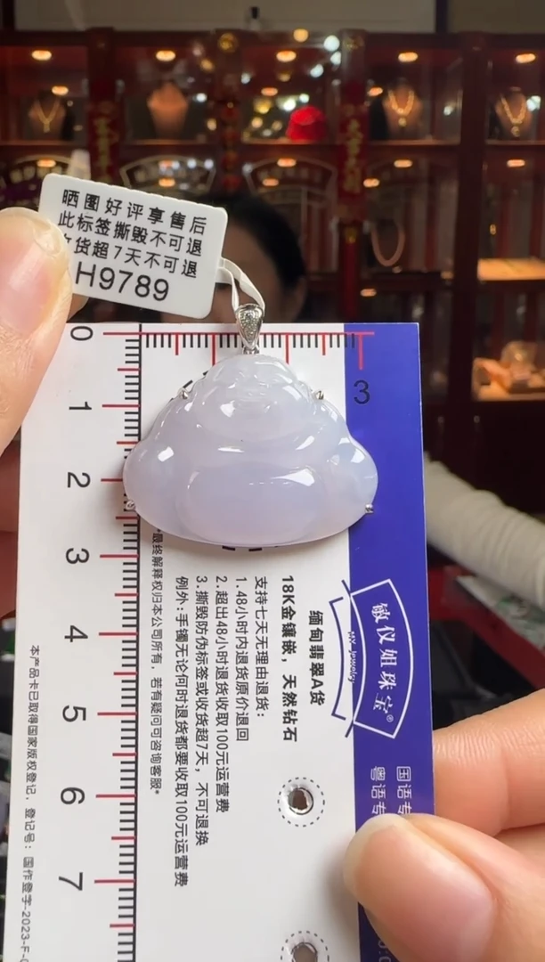 【闪购商品】翡翠颈饰18K金镶嵌H9789冰紫佛公
