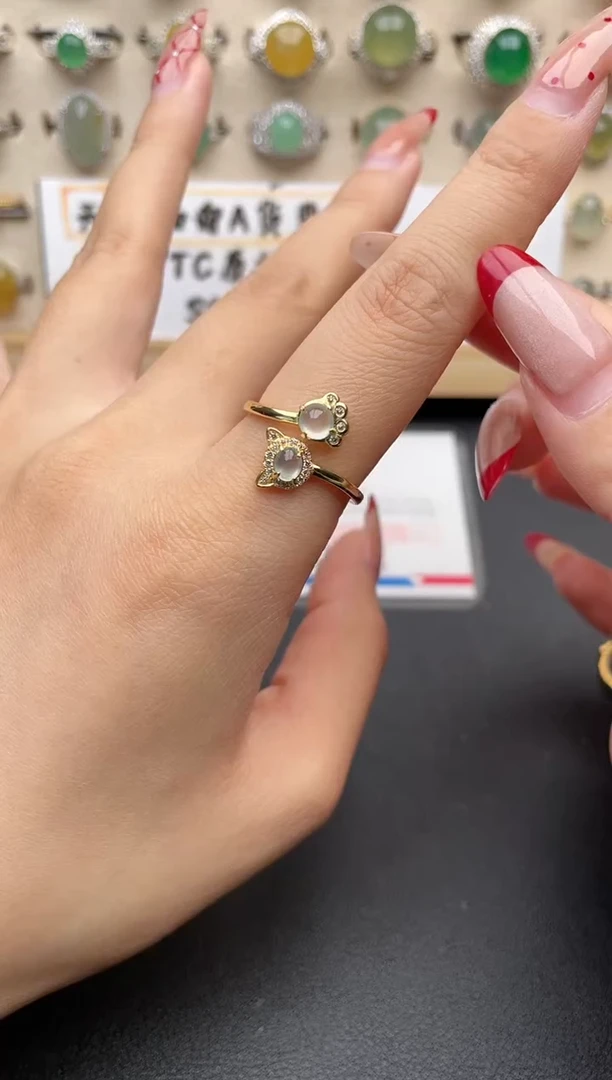 【闪购商品】翡翠戒指银S925镶嵌一物一证一礼盒