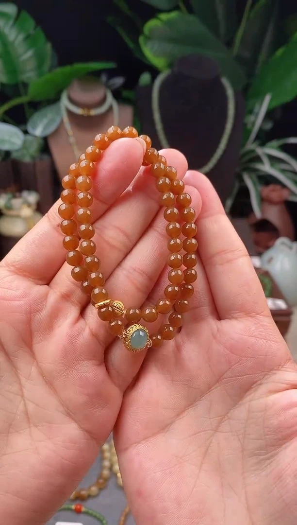 【闪购商品】和田玉（糖玉）手链未镶嵌精品6m新疆且末糖玉双圈手串