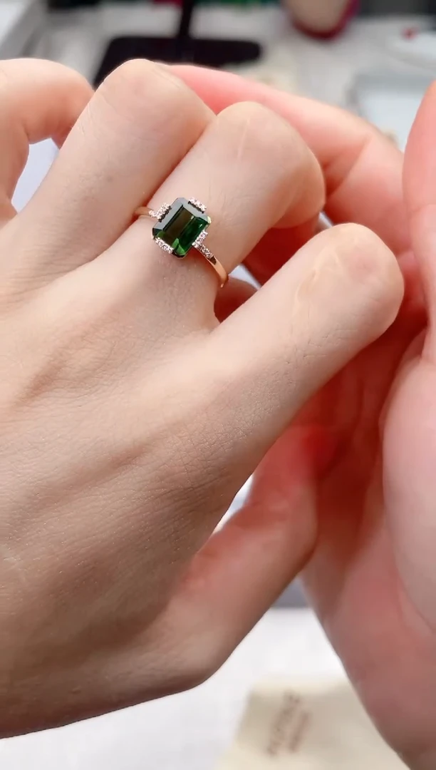 碧玺戒指18K金镶嵌高货13#