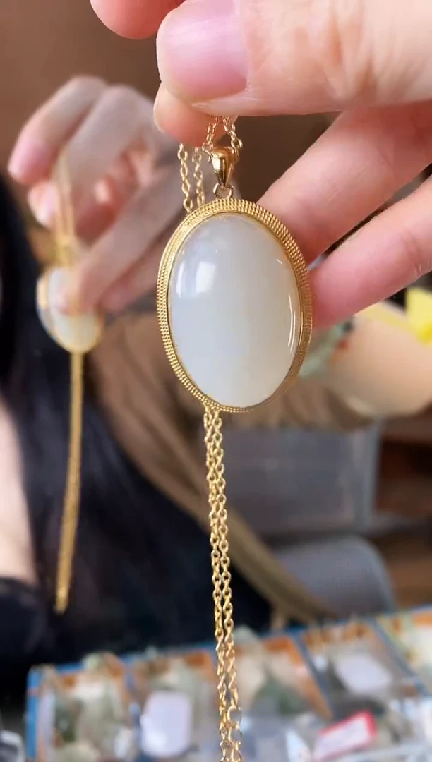 颈饰未镶嵌和田玉大蛋面和田玉镶嵌项链