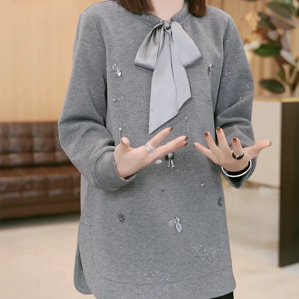 秋冬新款韩版时尚减龄气质洋气显瘦百搭女士宽松长袖款加绒卫衣