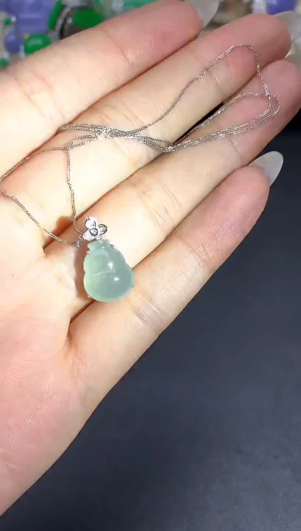 颈饰18K金镶嵌翡翠449-中国好珍宝