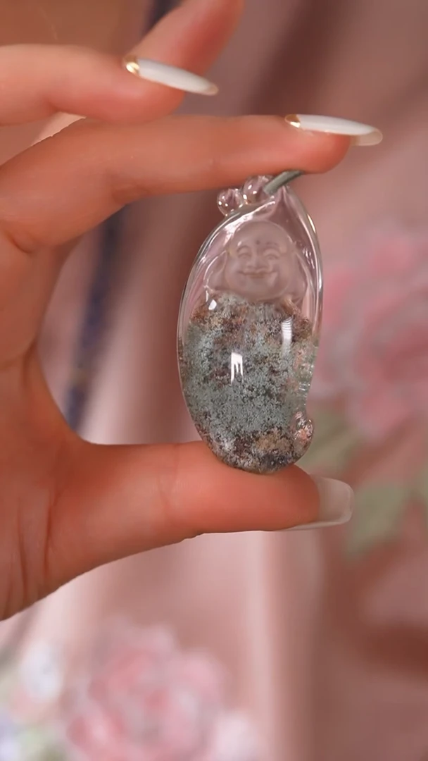 未镶嵌珠宝半成品水晶yl-3 幽灵 弥勒 水晶吊坠