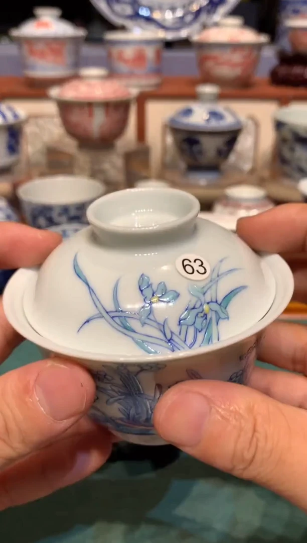 龙*63斗彩兰花盖碗cl120