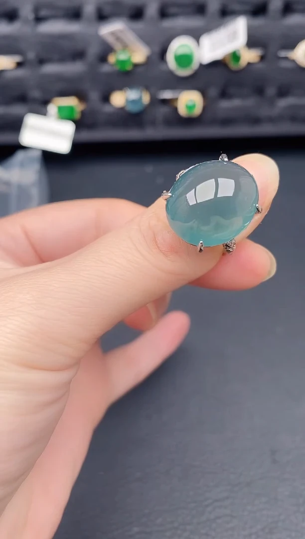 银S925镶嵌戒指翡翠天然a货翡翠330