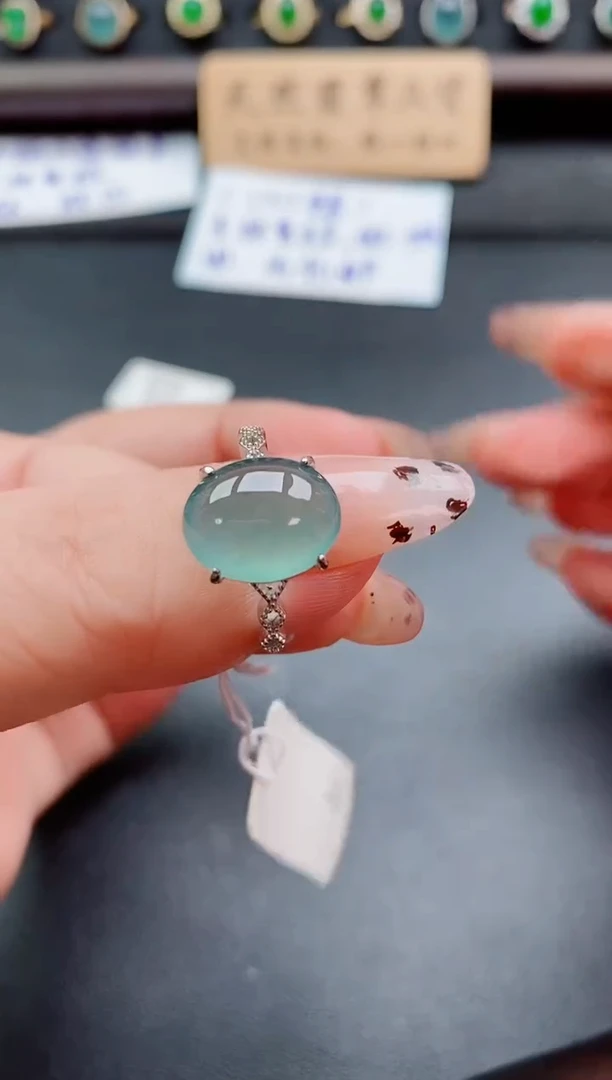 银S925镶嵌戒指翡翠1