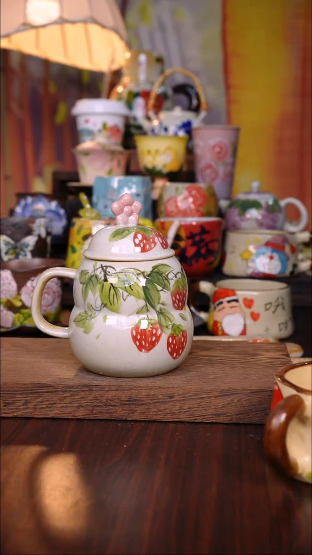 杯子陶泥垚手作 景德镇手工手绘陶瓷器物  微瑕