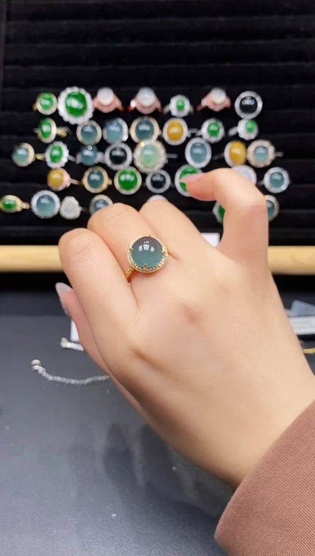 银S925镶嵌戒指翡翠111