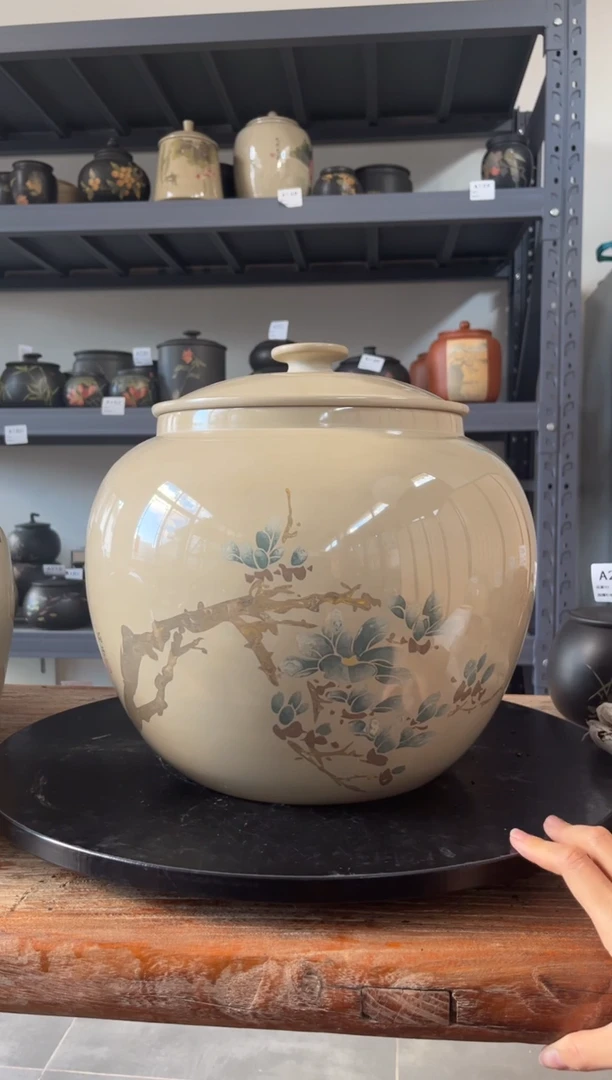 建水紫陶白泥亮光精品茶罐A275